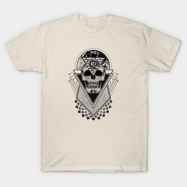 Geometric Skull T-Shirt by SpottydoggCreatives